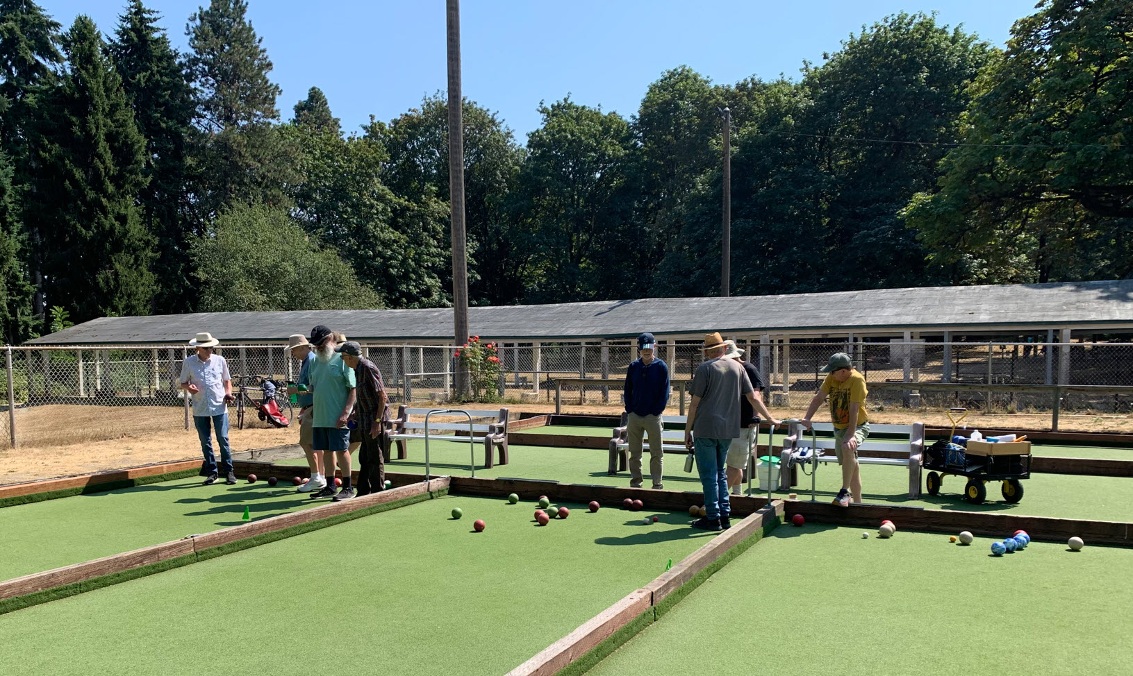 men at bocce ball