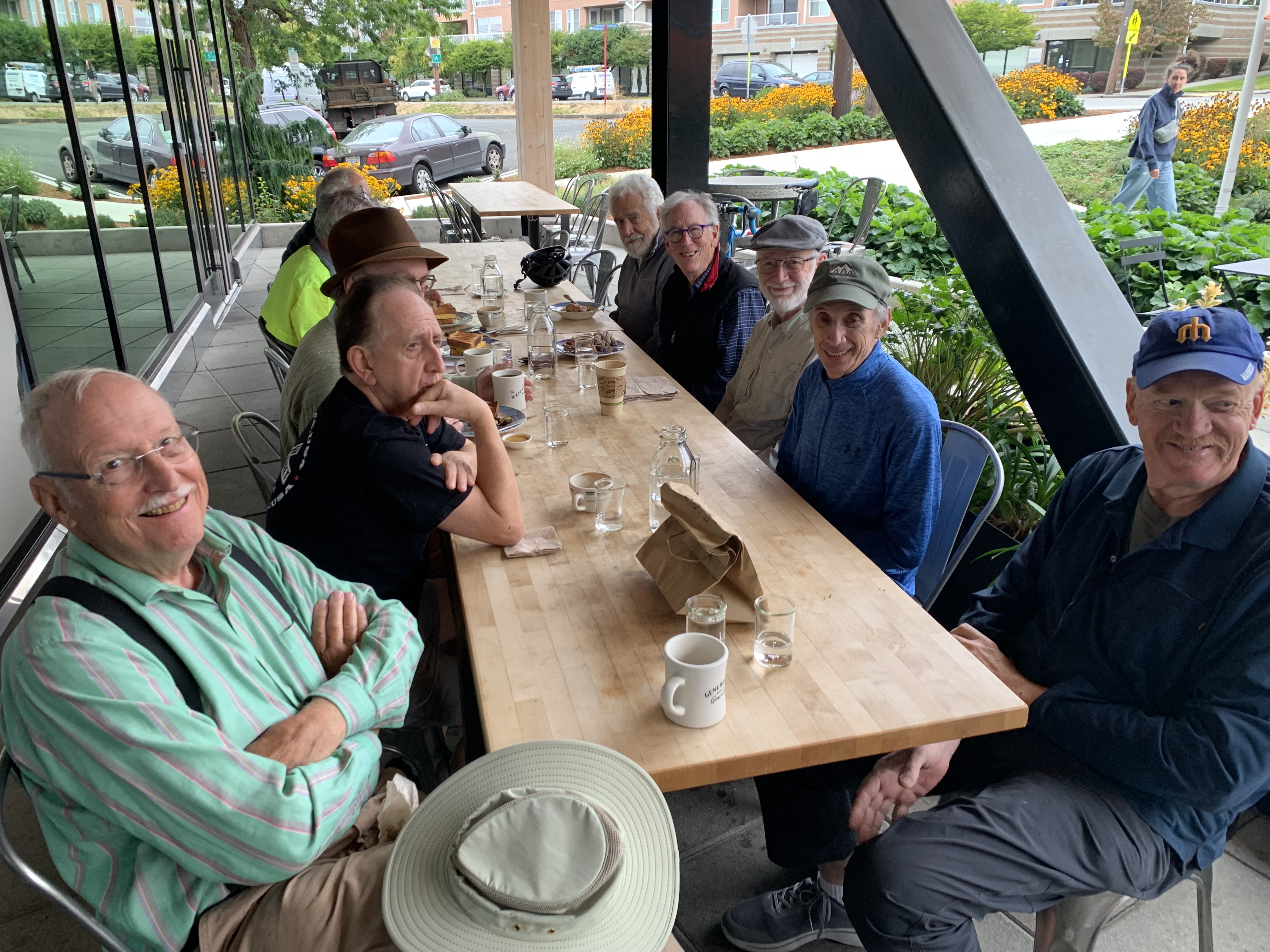 men's group at breakfast men's group at breakfast