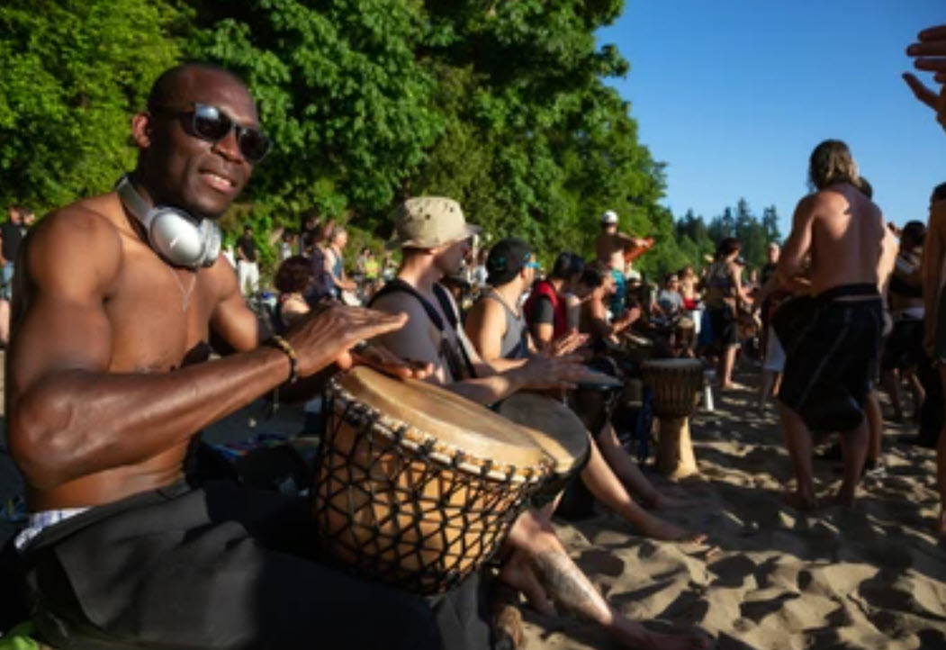 drummers on beach