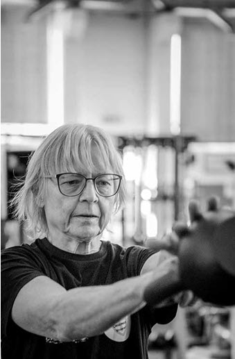 grandma with kettlebell