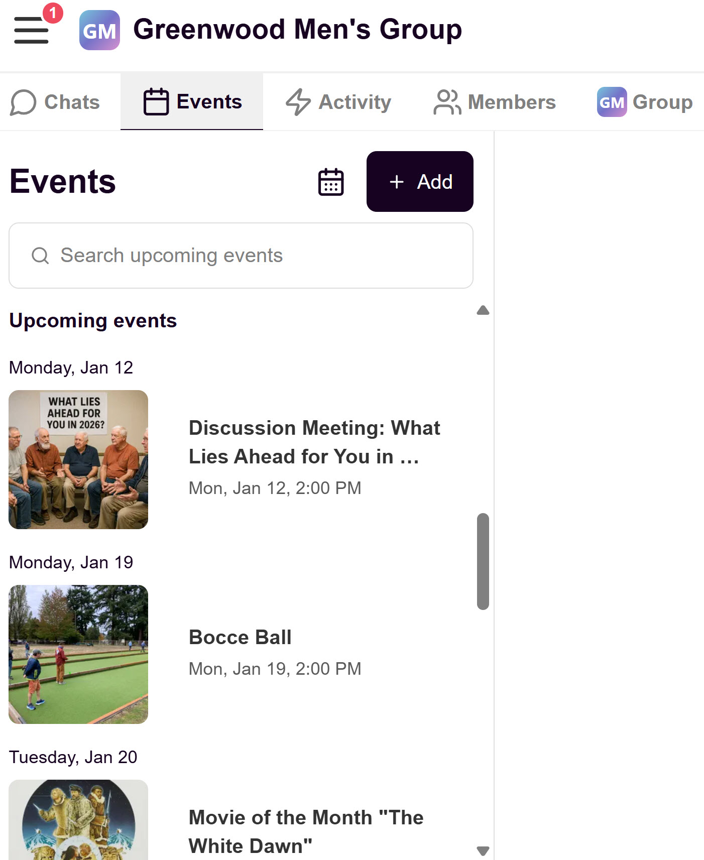 Greenwood men's group Heylo page