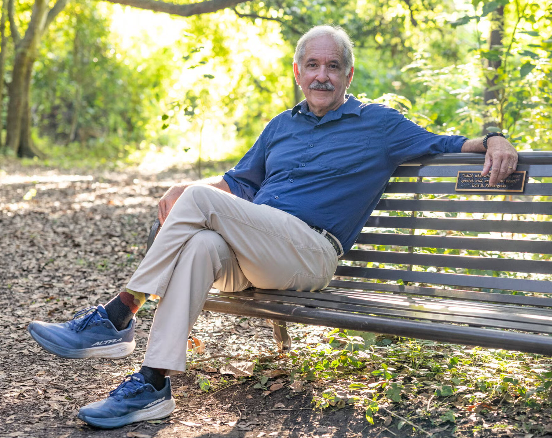 man on park bench