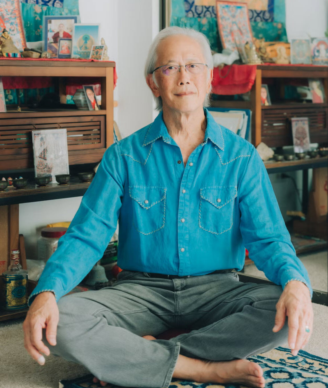 man in yoga position